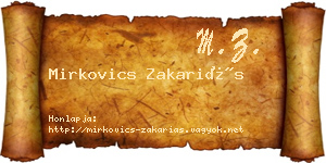 Mirkovics Zakariás névjegykártya